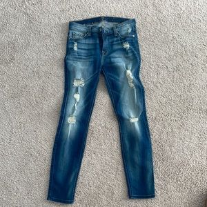 7 for all mankind distressed skinny jeans